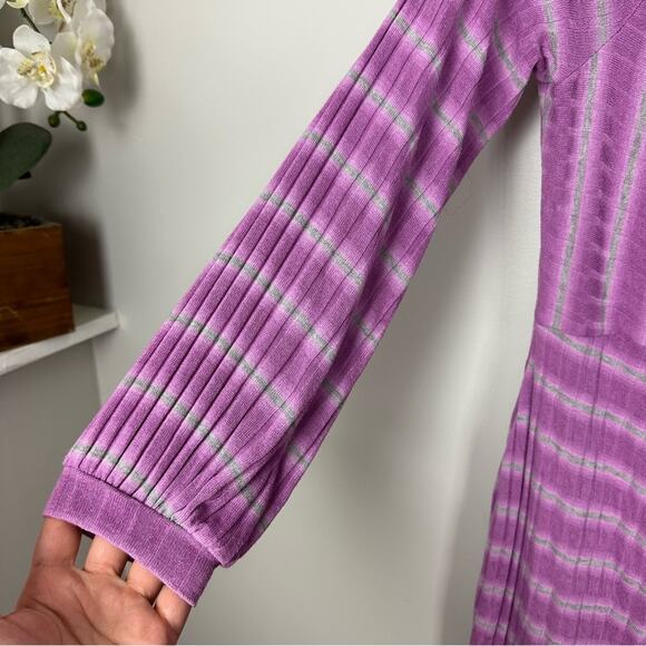 Fashion Nova Bow Ribbed Long Sleeve Midi Bodycon Dress Lavender Purple Size 1X - Picture 7 of 7